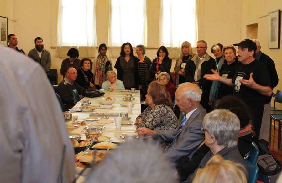 Morning tea at East Melbourne Synagogue prior to joining Cooper re-enactment walk to Collins St site of 1938 German Consulate 6/12/12