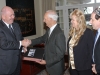 L_R  Sir Peter Cosgrove receiving the petition from Uncle Boydie with  Barbara Miller and Abe Schwarz 